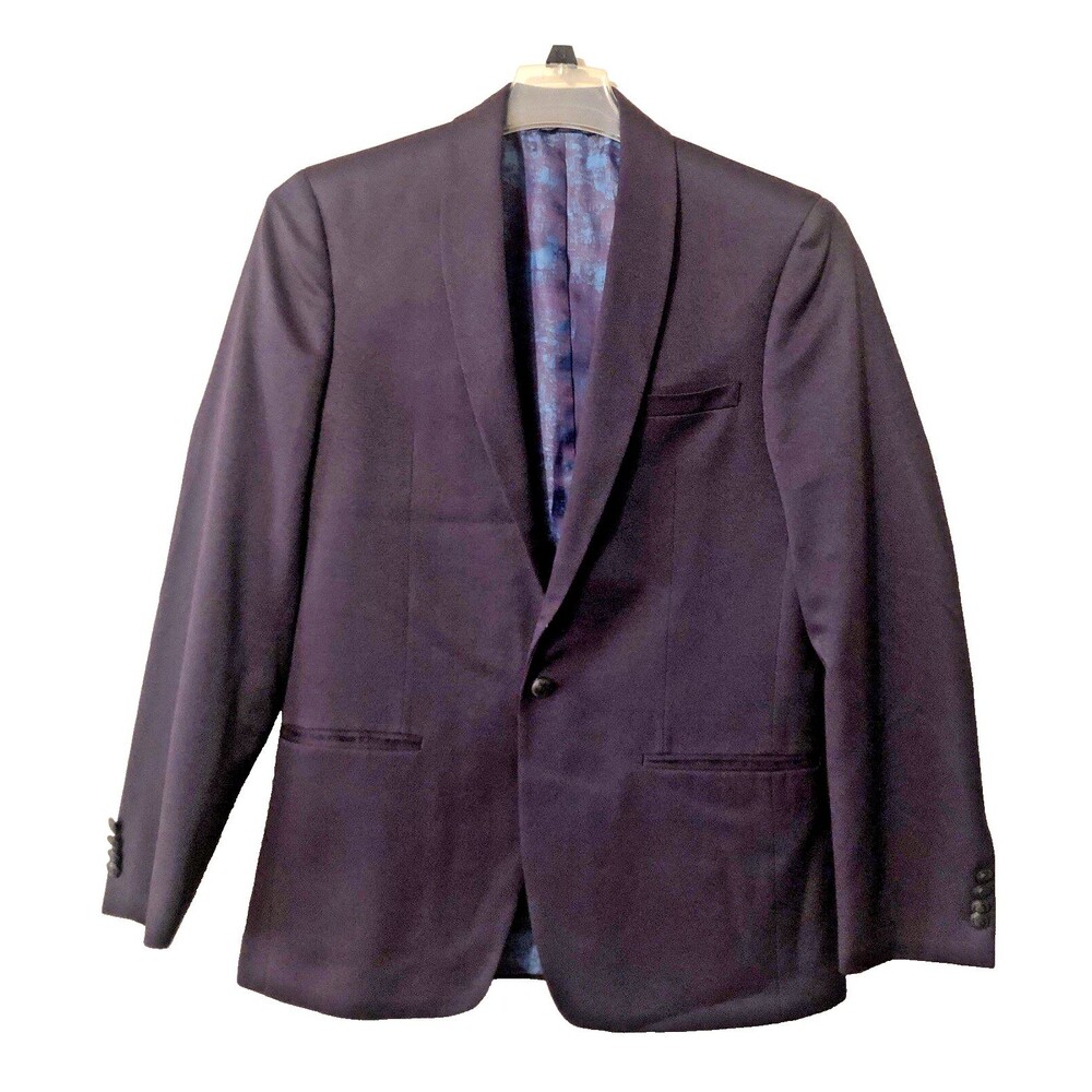 Ben Sherman Plectrum Mens Blazer Sport Jacket 38R Navy Blue Purple Lining 1 Vent